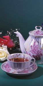 Food,Roses,Present,Teapot,Kettle,Gift,Cup,Tea