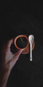 Food,Spoon,Hand,Cup,Coffee,Dark