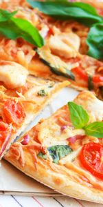 Basilic,Pizza,Tomates,Nourriture,Viande