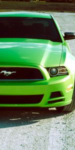 Ford Mustang V6,Lime,Cars,Front View,Ford Mustang