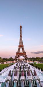 Fountain,Golden Evening,Cities,France,Eiffel Tower,Paris