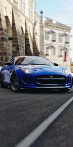 Спорткар,Jaguar F Type,Гонка,Синий,Тачки (Cars),Вид Спереди,Ягуар (Jaguar)