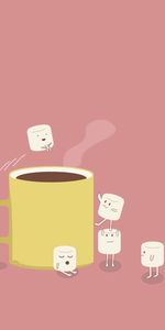 Funny,Marshmallow,Cocoa,Jumping,Vector