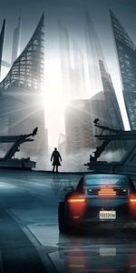 Futurism,City,Silhouette,Sports Car,Sports,Car,Cars,Cyberpunk