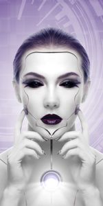 Futurism,Cyborg,Face,Robot,Girl,3D