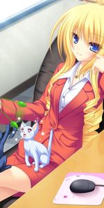 Game,Armchair,Cabinet,Cup,Cat,Girl,Anime