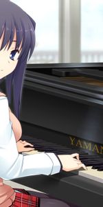 Jeu,Le Jeu,Piano À Queue,Fille,Piano,Brune,Brunette,Anime