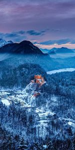 Invierno,Montañas,Baviera Del Sur,Castillo De Hoenshwangau,Naturaleza,Alemania,Castillo De Hohenschwangau