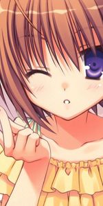 Geste,Joug,Fille,Coquette,Brune,Brunette,Anime