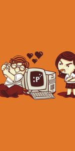 Amor,Chico,Sujeto,Un Ordenador,Niña,Muchacha,Ordenador,Jugador,Vector,Gamer