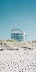 Grass,Building,Links,Dunes,Sand,Minimalism