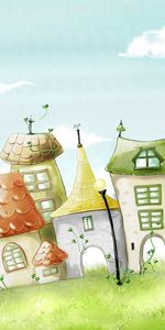 Grass,Building,Miscellanea,Miscellaneous,Imagination,Houses,City