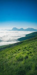 Grass,Mountains,Vertex,Slope,Nature,Clouds,Tops