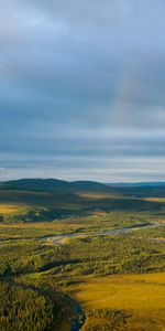 Grass,Nature,Rivers,Field,Rainbow