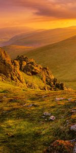 Grass,Nature,Stones,Mountains,Dawn