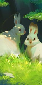 Grass,Rabbits,Sweetheart,Nice,Animation,Art