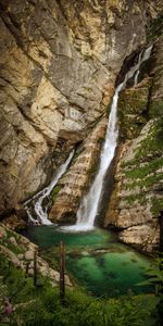 Grass,Rock,Waterfall,Nature