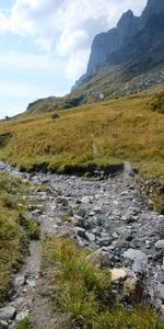 Grass,Rocks,Path,Hill,Nature,Stones