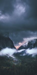 Grass,Sky,Fog,Nature,Mountains,Night,Dark