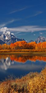 Grass,Sky,Lake,Mountains,Nature