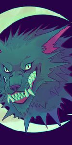 Grin,Aggression,Art,Wolf