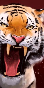 Grin,Tiger,Aggression,Predator,Art