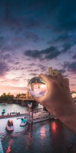 Hand,Bridge,City,Ball,Cities