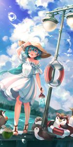 Robe,Chapeau,Pinguouins,Fille,Art,Anime