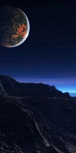 Haze,Atmosphere,Exoplanet,Rocks,Star,Satellite,Clouds,Mountains,Universe