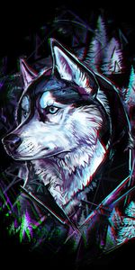 Head,Glitch,Trees,Lines,Wolf,Art