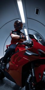 Дукати (Ducati),Шлем,Тоннель,Красный,Мотоцикл,Байк,Мотоциклист,Мотоциклы