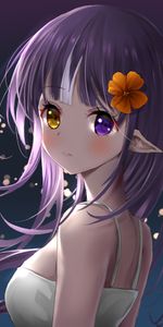 Heterochromia,Art,Violet,Elf,Purple,Girl,Anime