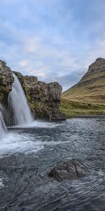 Hills,Waterfall,Nature,Iceland