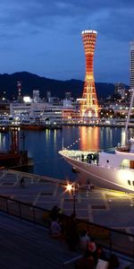 Holidays,Lights,Holiday,Evening,Christmas Tree,Port,Ship