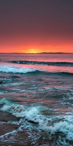 Horizon,Foam,Surf,Nature,Waves,Sunset,Sea,Beach