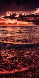 Horizon,Sunset,Surf,Sea,Dark