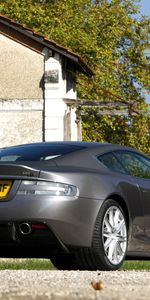 2008,Dbs,Вид Сзади,Деревья,Астон Мартин (Aston Martin),Тачки (Cars),Серый,Машины,Дом