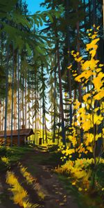 House,Forest,Art,Landscape