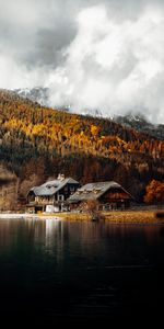 House,Nature,Lake,Autumn,Forest,Landscape