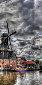 Paisaje,Ciudades,Molino,Casas,Ríos,Hdr