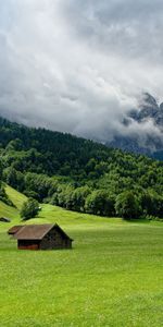 Nature,Fumée,Nuages,Montagnes,Sky,Plaine,Petites Maisons,Maisons