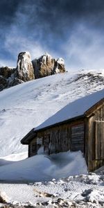 Houses,Snow,Landscape,Mountains