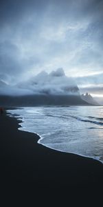 Human,Person,Lonely,Wave,Clouds,Sand,Mountains,Alone,Sea,Beach,Nature