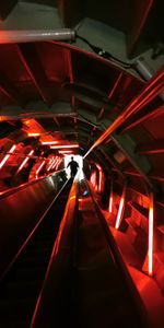 Human,Person,Silhouette,Tunnel,Dark,Neon,Sci Fi