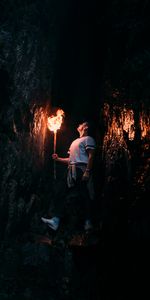 Human,Person,Torch,Dark,Cave