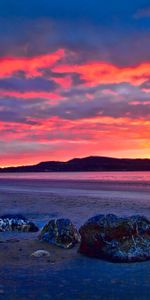 Iceland,Nature,Stones,Bay,Dawn,Beach