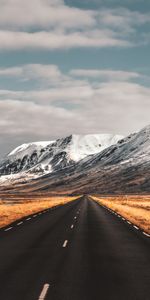 Iceland,Road,Markup,Asphalt,Mountains,Nature