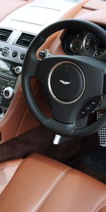 Кожа,Салон,Aston Martin Db9,2010,Коричневый,Руль,Тачки (Cars),Спидометр,Интерьер