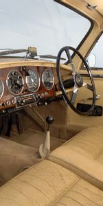 Interior,Steering Wheel,Rudder,Salon,1950,Cars,Speedometer,Aston Martin,Beige,Retro