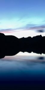 Lake,Dark,Silhouette,Hills,Mountains